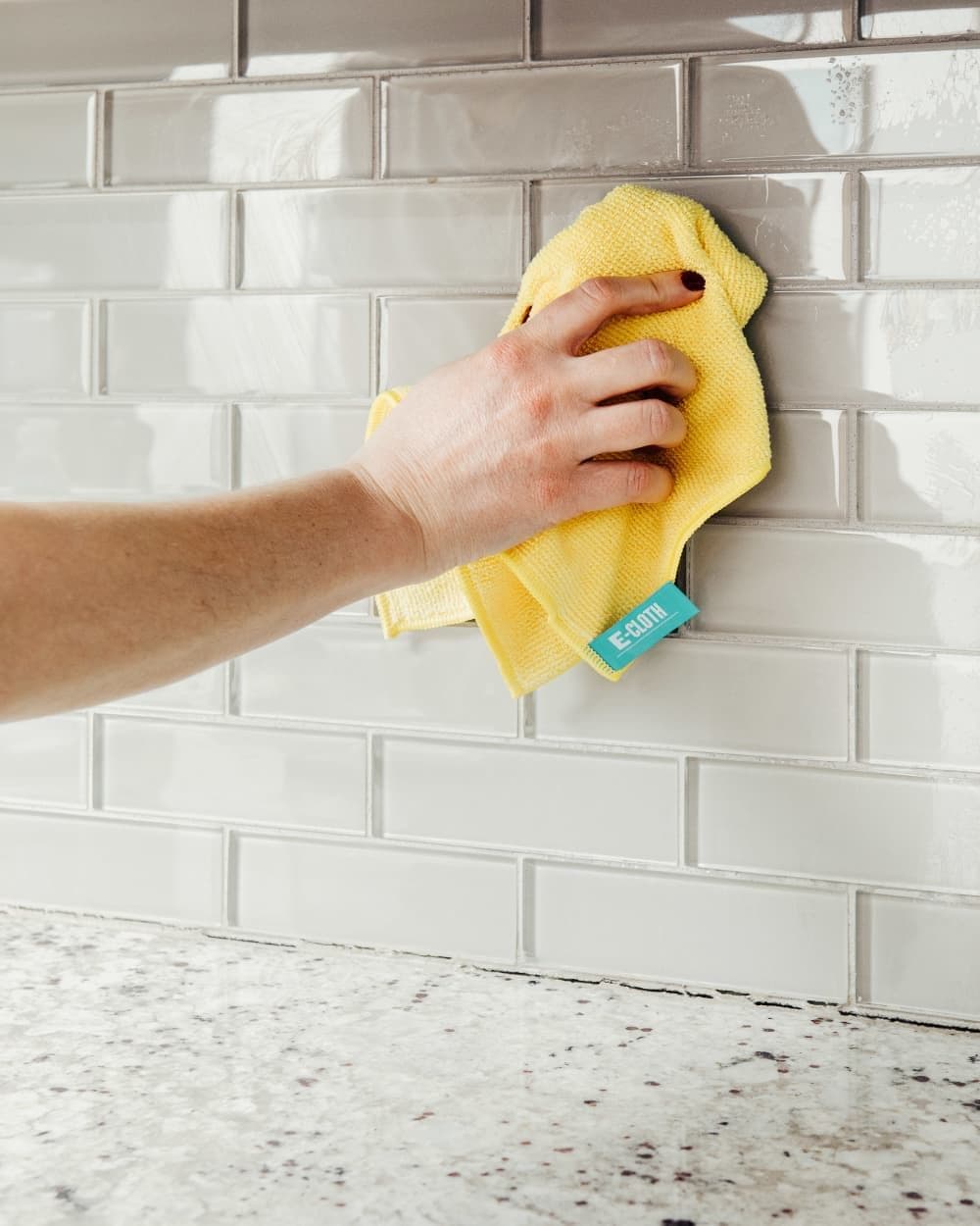 Clean kitchen tiles close-up
